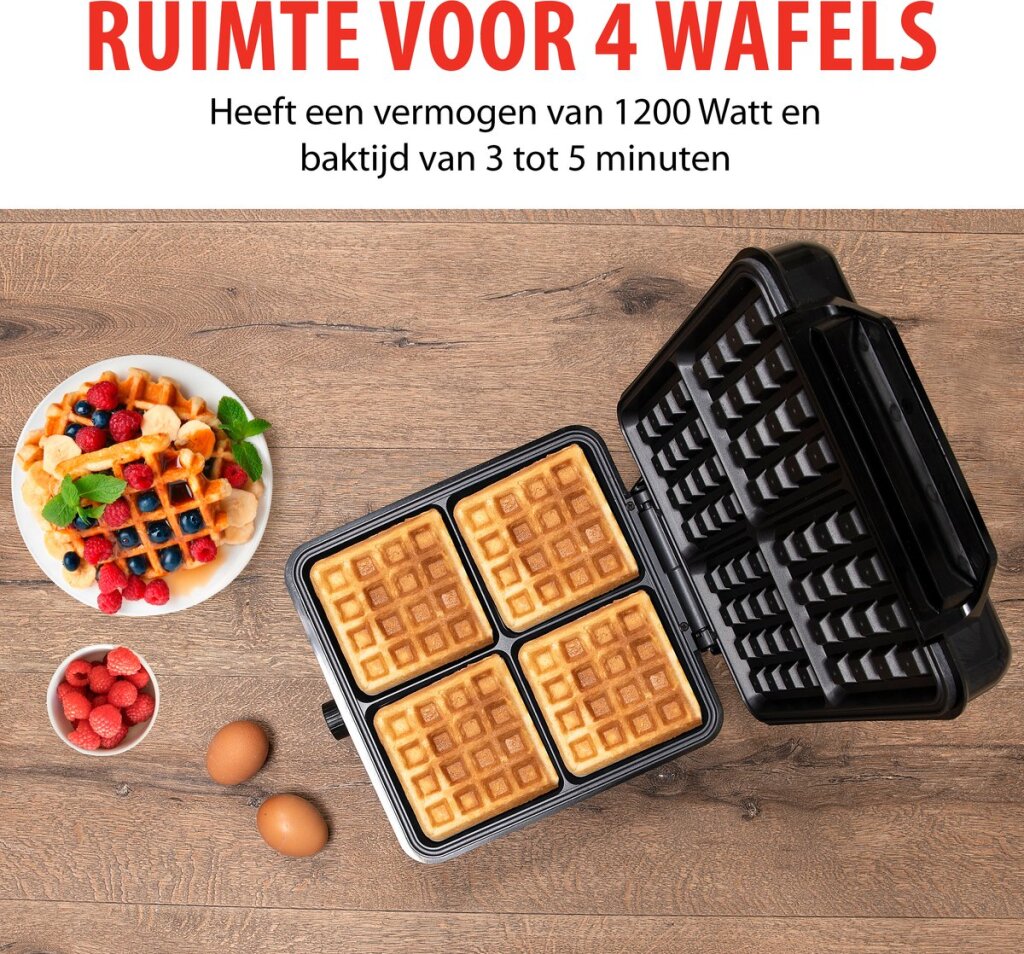 Alpina Waffeleisen Brüsseler Waffeln Antihaftbeschichtung 4 Waffeln 1200 W