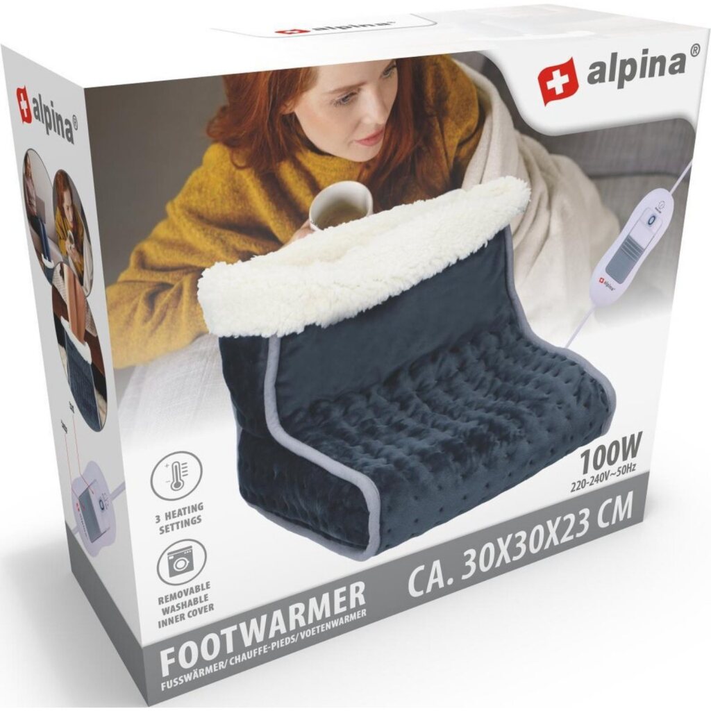 Alpina elektrischer Fußwärmer 30x30x23 cm grauweiß