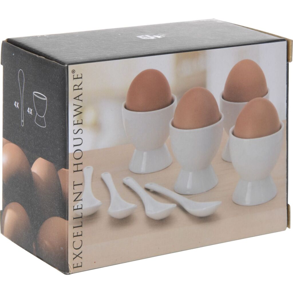 Eierbecher-Set aus Porzellan von Excellent Houseware, 8-teilig, weiß