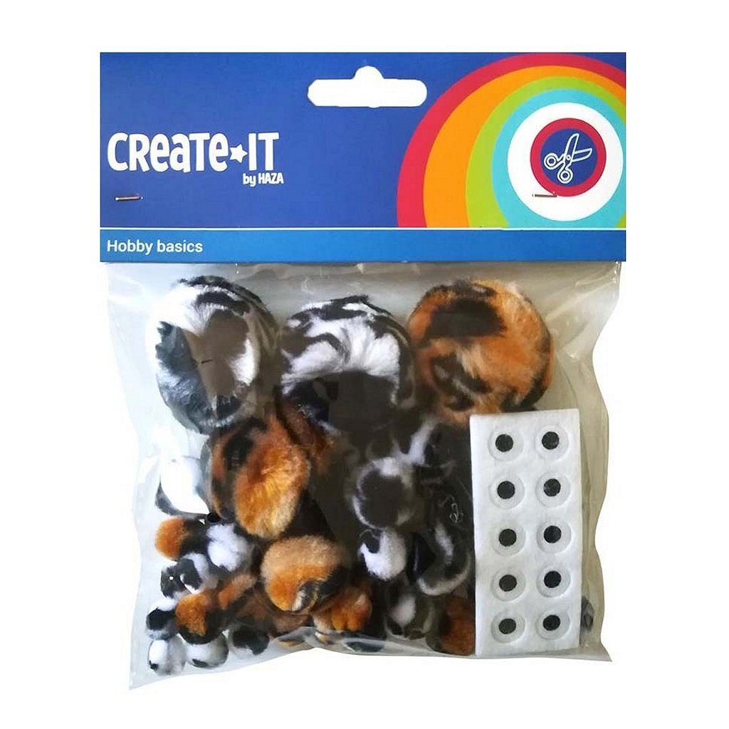 Create it Create it Tiermix Pompons + Augen 75 Stück