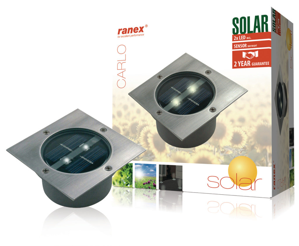 Ranex Ranex Ra-5000198 Quadratischer LED-Bodenstrahler, gebürstetes Edelstahlglas (5000.198)
