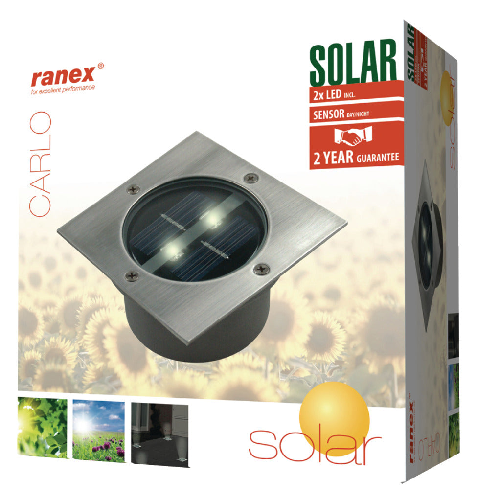 Ranex Ranex Ra-5000198 Quadratischer LED-Bodenstrahler, gebürstetes Edelstahlglas (5000.198)