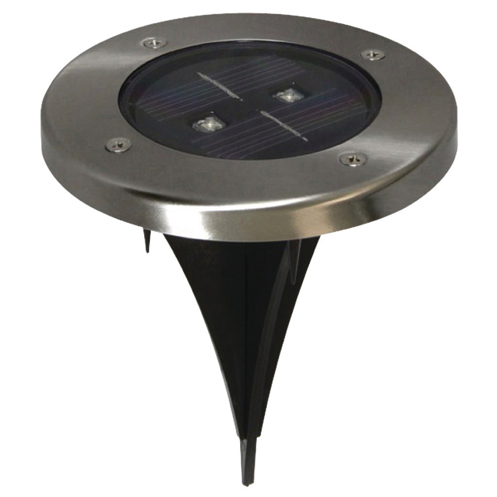 Ranex ra-5000389 runder LED-Solar-Bodenstrahler aus gebürstetem Edelstahlglas