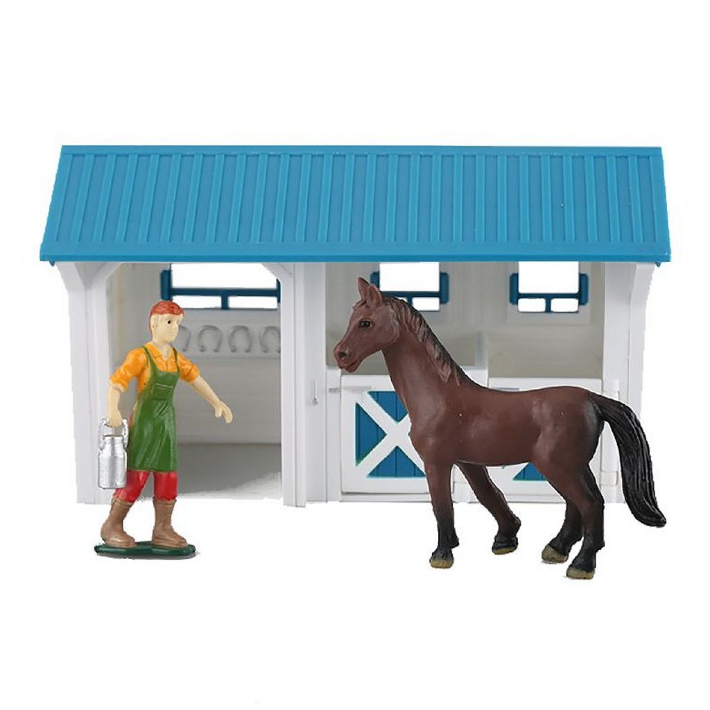 Niederländischer Bauernpferdestall mit Figur und Pferd