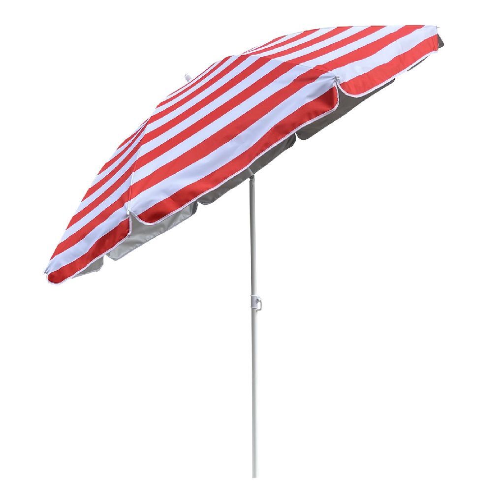 Sonnenschirm für den Außenbereich, gestreift, 180 cm, Rot, Weiß