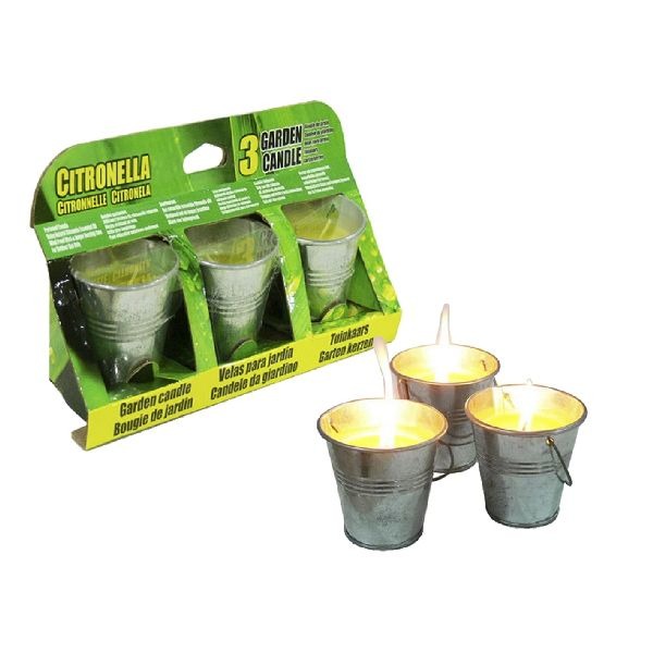 Einfache Citronella-Kerze im Metalleimer, 3 Stück, 6,5 cm