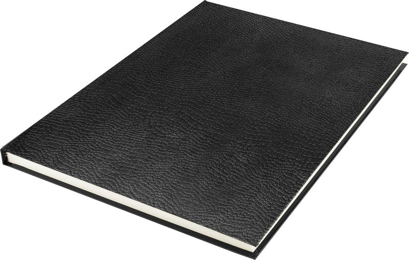 Kangaro k-5321 Skizzenbuch, A4, cremefarben, 120 g, leeres Papier, 140 Seiten, Hardcover, Aufdruck Schlangenschwarz
