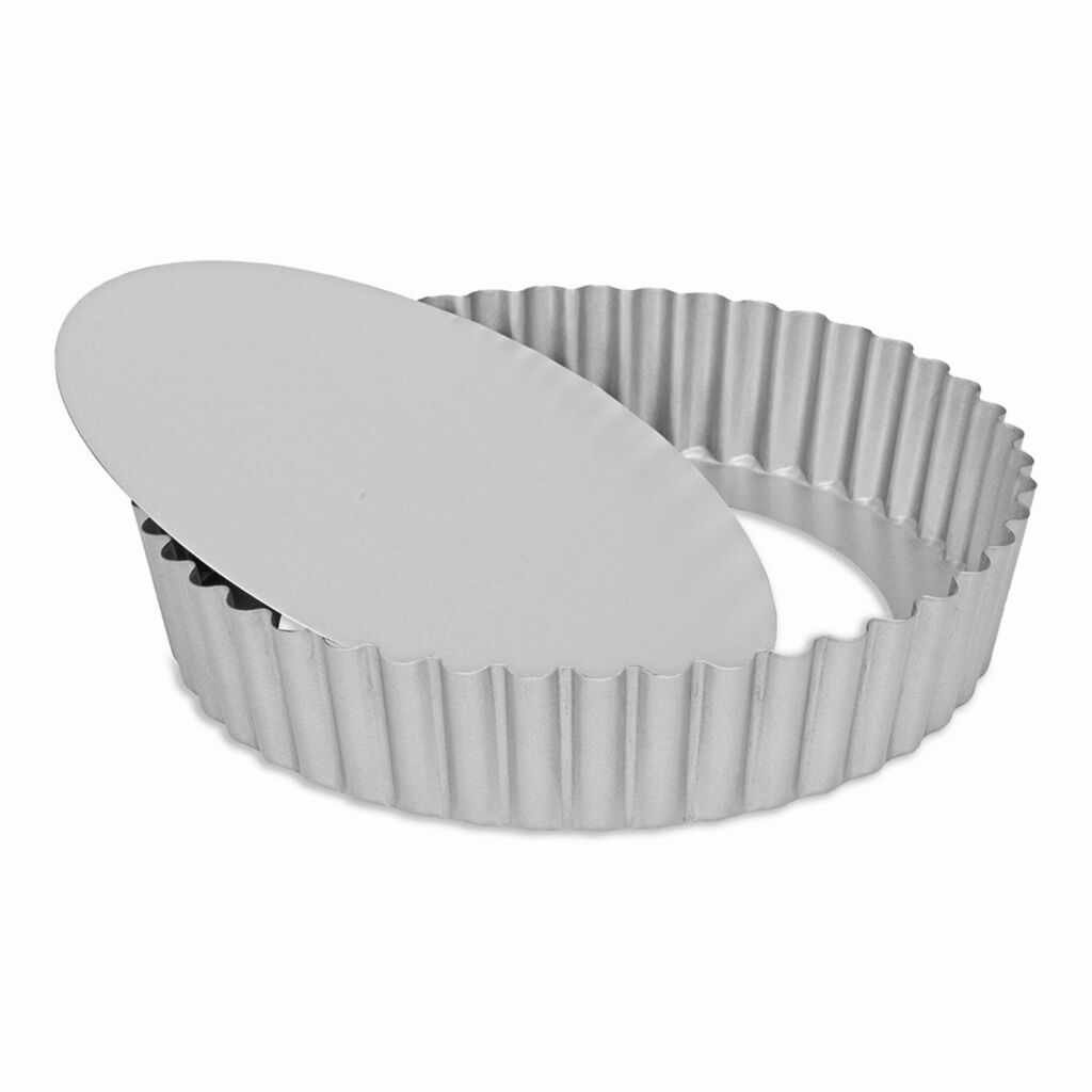 Patisse-Quicheform mit silberner Oberseite, loser Boden, hoher Rand, 20 cm