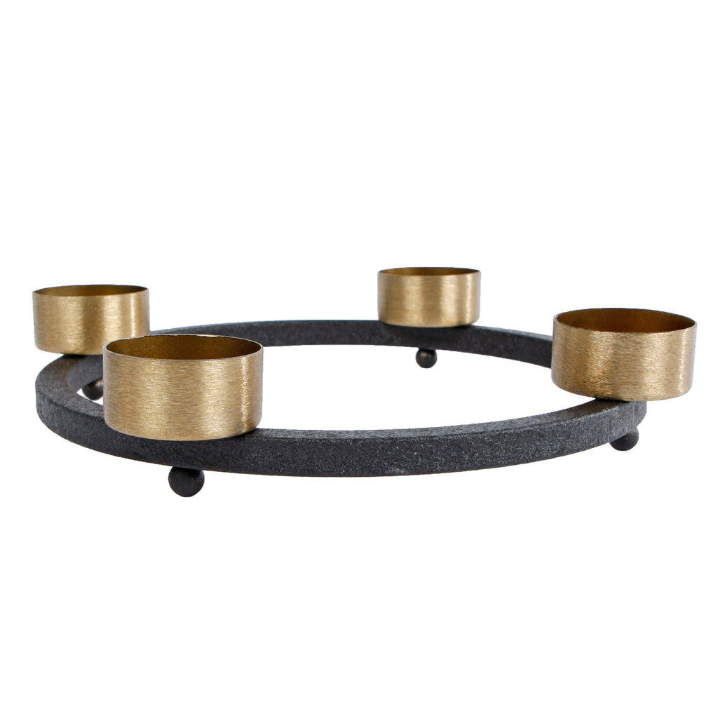 Andere Marken Teelichthalter Yono 23x23x5 cm schwarzgoldenes Metall
