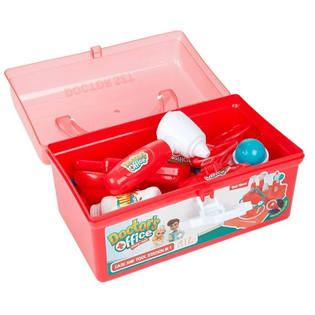 Toi-toys Arztkoffer rot mit Zubehör, 7-teilig.