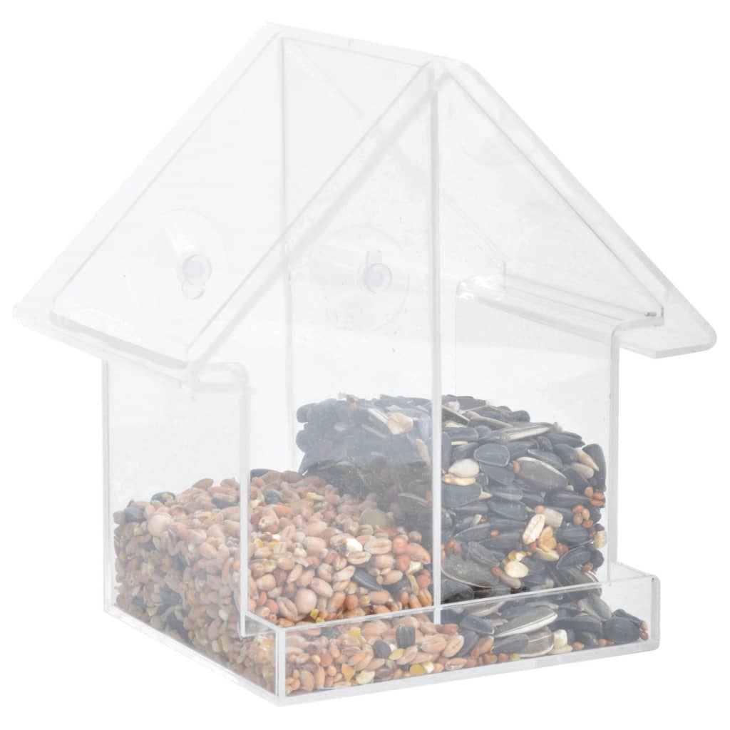 Esschert Design Feeding House vor dem doppelten Acrylfenster