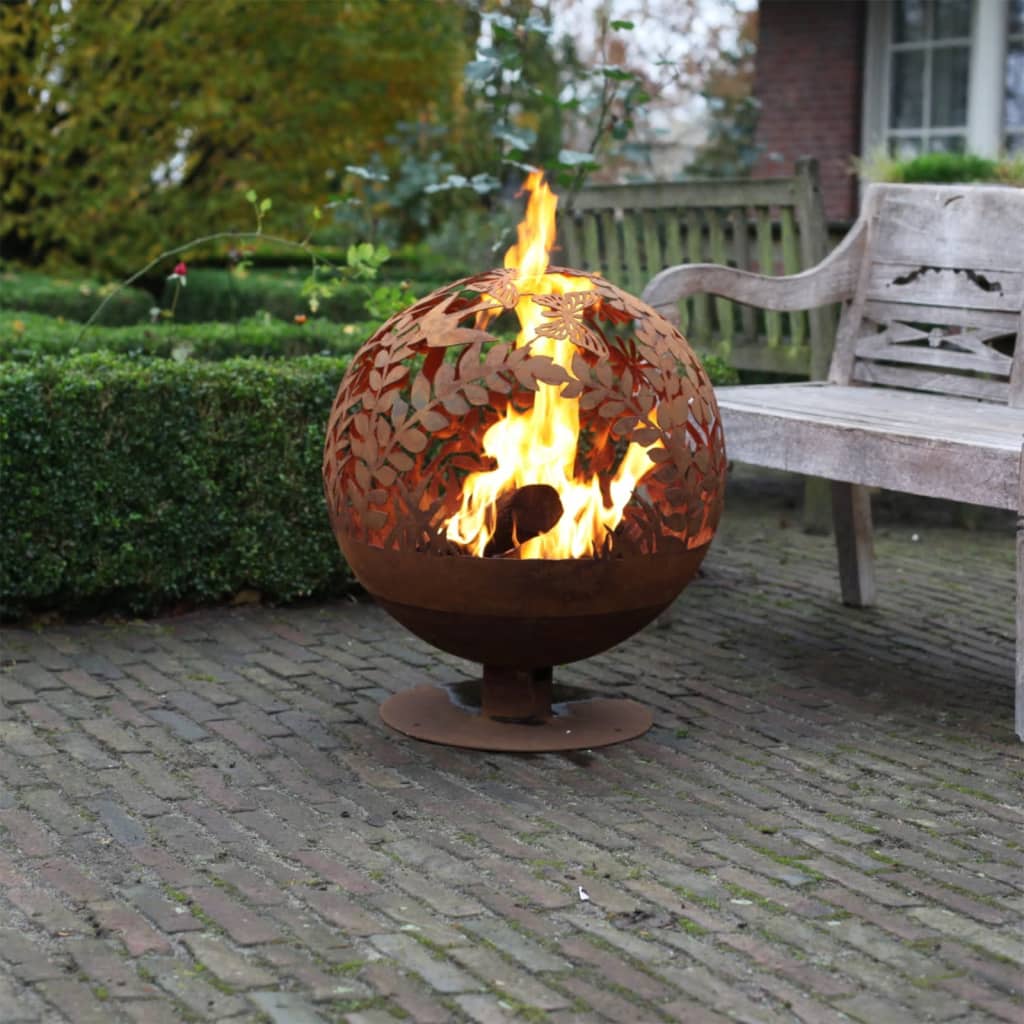 Esschert Design Fire Korf Laser Magged Flowers Rost -geläutet FF294