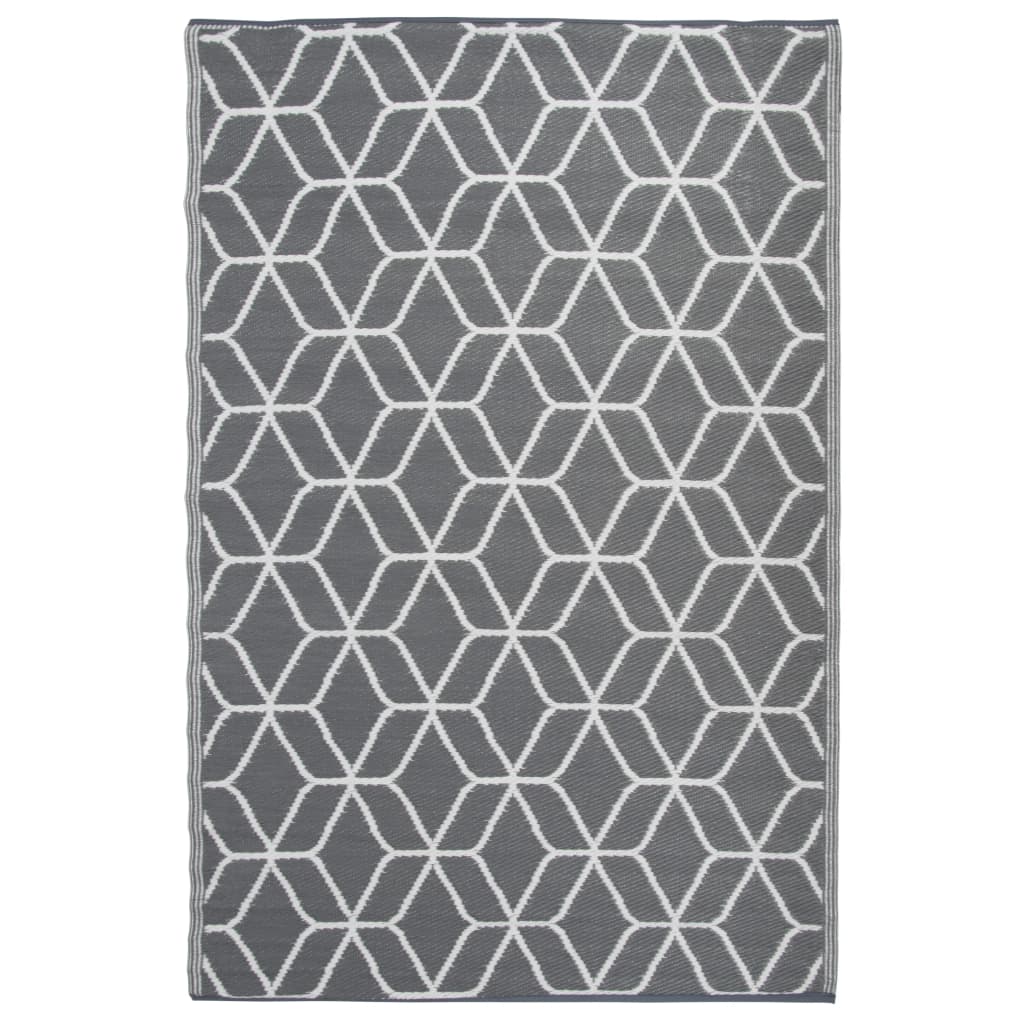 Esschert Design Outdoor Teppich 180x121 cm Grau und Weiß OC25