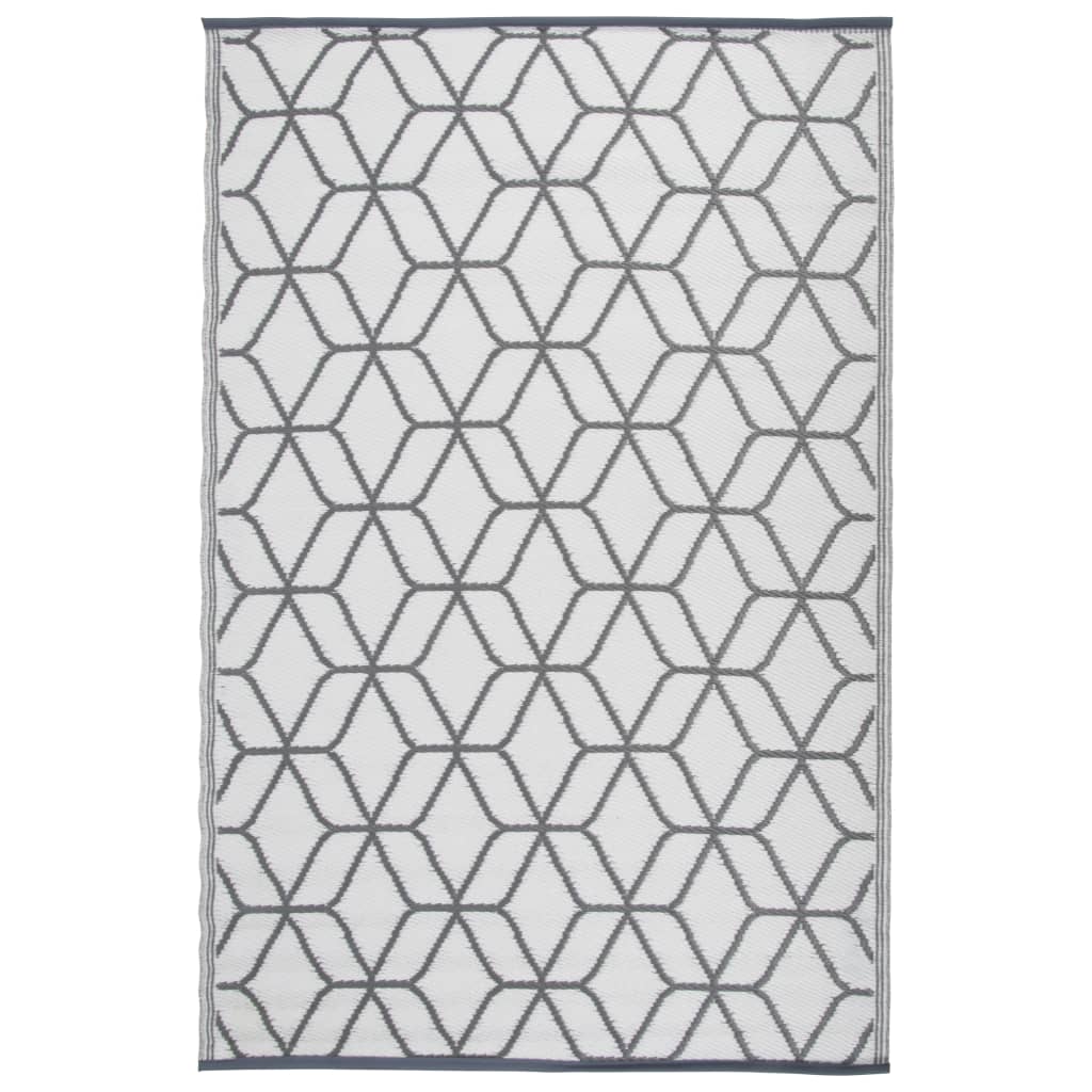 Esschert Design Outdoor Teppich 180x121 cm Grau und Weiß OC25