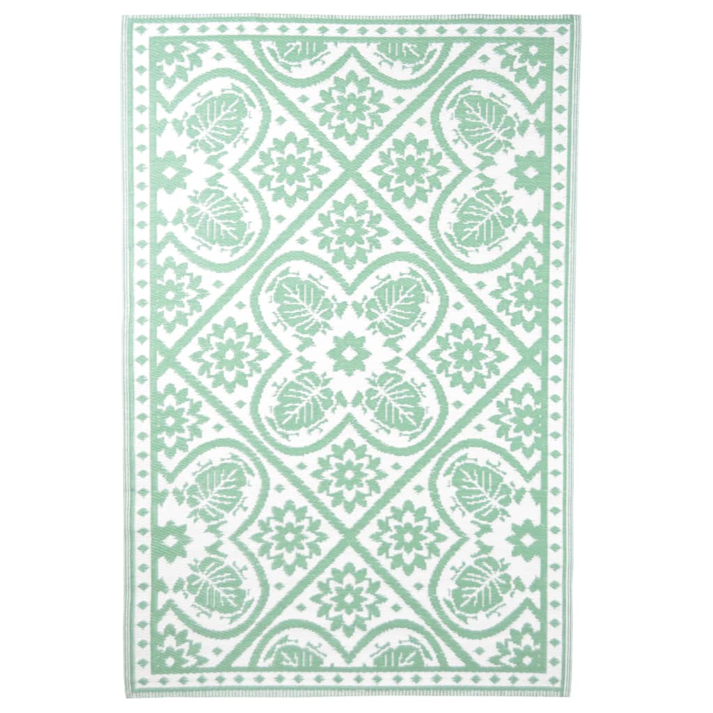 Esschert Design Outdoor Teppich 182x122 cm grün und weiß
