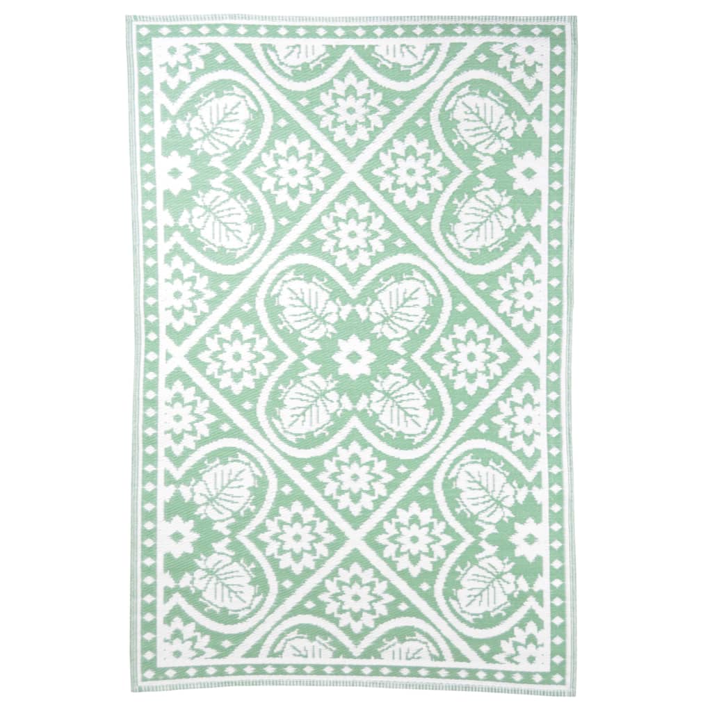 Esschert Design Outdoor Teppich 182x122 cm grün und weiß