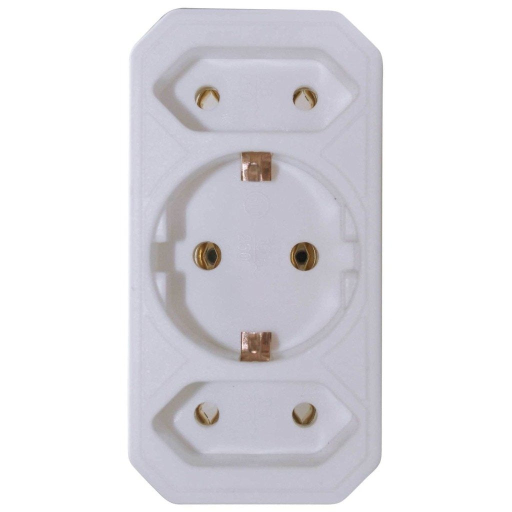 Vb 41198 Adapterstecker 2x Euro + 1x eckig weiß