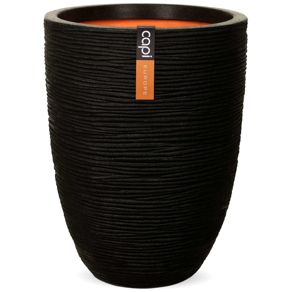 Capi Flowerpot Natur Rib Elegante Schicht 36x47 cm Schwarz KBLR782