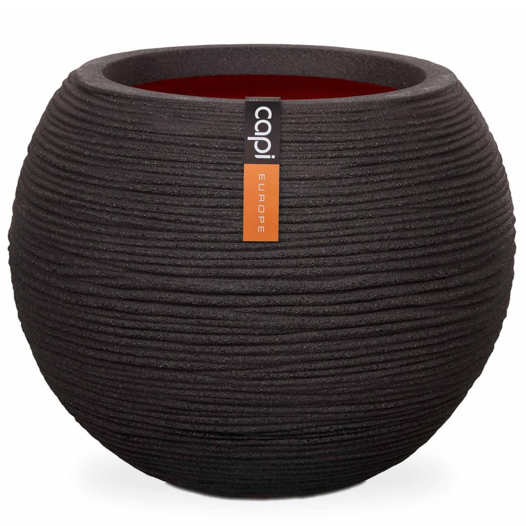 Capi Flowerpot Natur Rib Sphärisch 40x32 cm Schwarz KBLR270