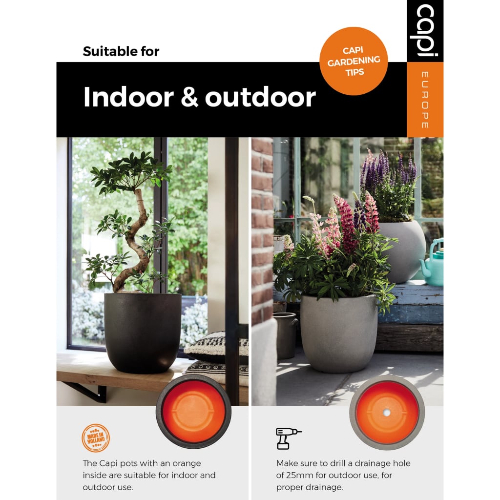 Capi Capi Blumenpot Natur Rib Elegant Deluxe 45x72 cm dunkelbraun
