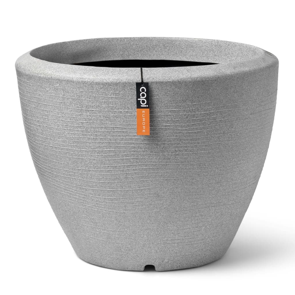 Capi Flowerpot Arc Granit verjüngt niedrig 34x25 cm Elfenbeinfarbe