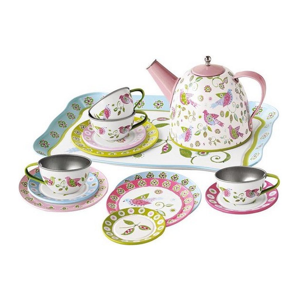 Simply for Kids Teeservice aus Zinn mit Vögeln und Etui