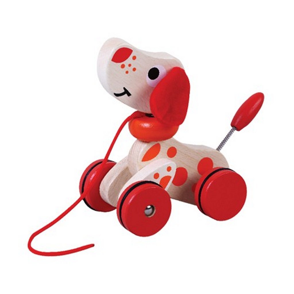 Simply for Kids Holz-Pullover-Welpe in Rot und Weiß