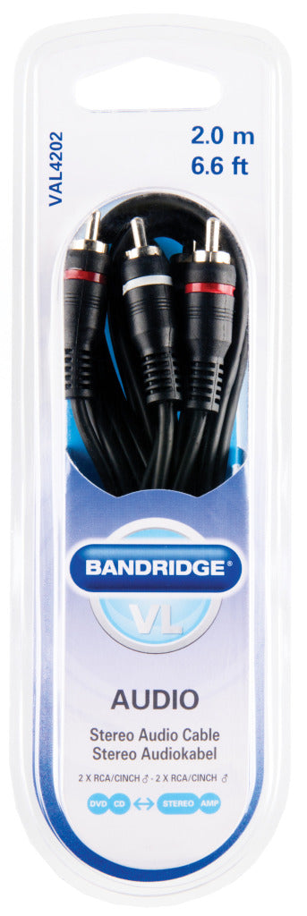 Bandridge val4202 Stereo-Audiokabel 2x Cinch-Stecker - 2x Cinch-Stecker 2,00 m schwarz