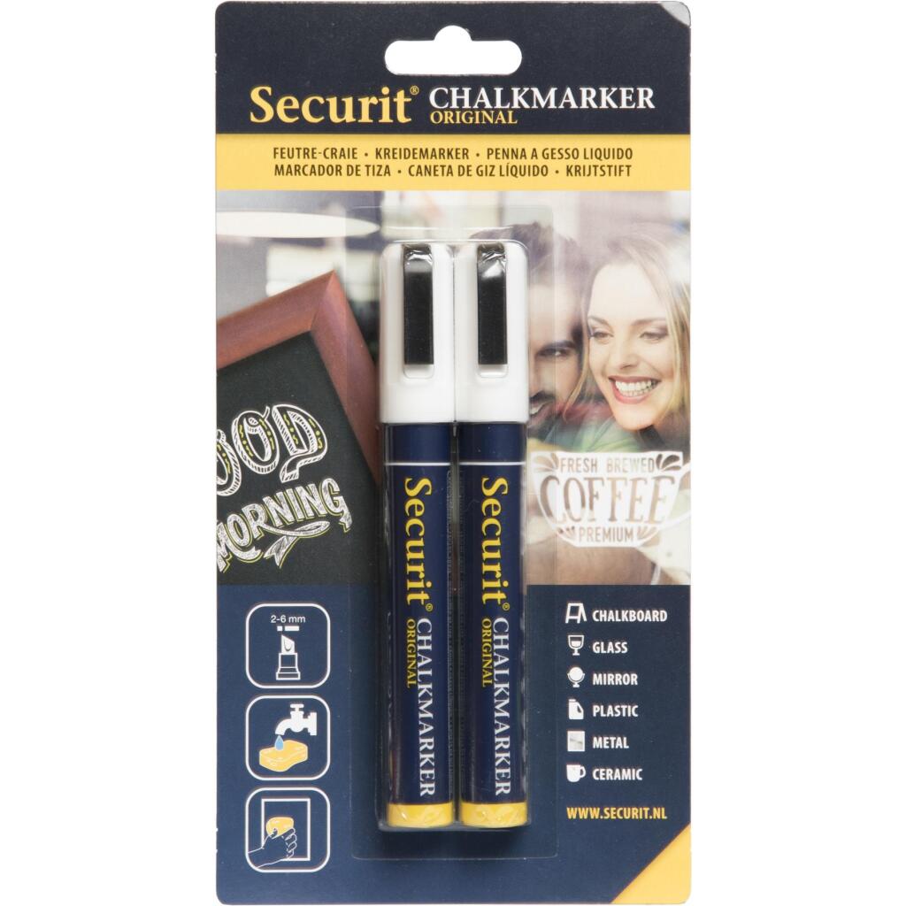 Quantore Securit Kreidemarker 2-6 mm weiß 2 Stück