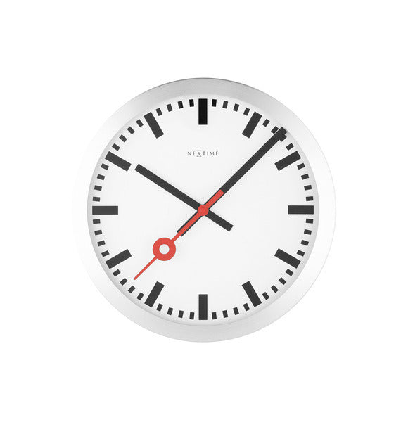 Nexttime ne-3998st wanduhr dia. 19 cm, gebürstetes Aluminium, 'Station'