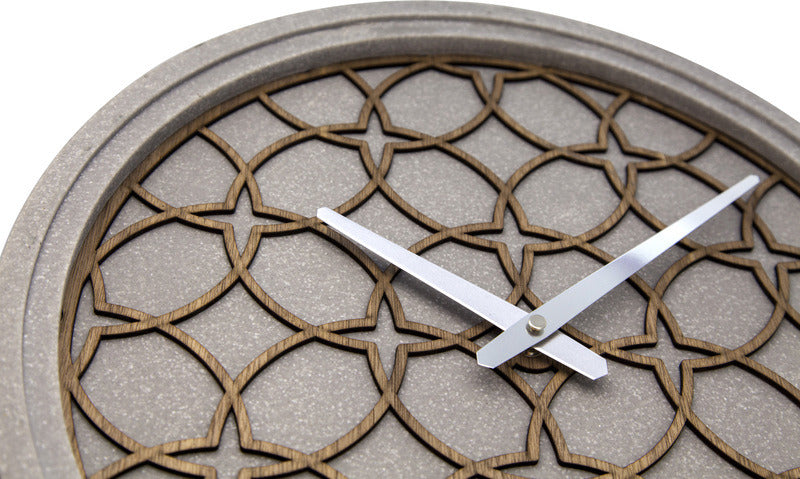 Nexttime ne-3212br wanduhr dia. 39,5 cm, Polyresin-Holz, grau