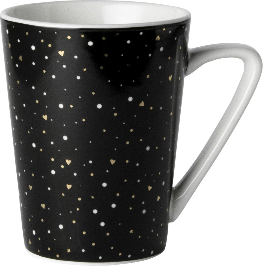 Dutch Rose Loft Schwarz-Weiß-Becher schwarz mit Glitzer 31 cl