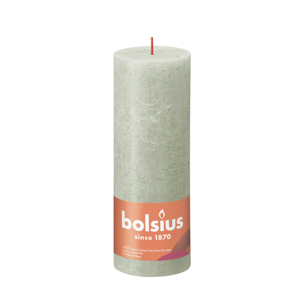 Bolsius rustikale Stumpenkerze hellgrün 19x6,8 cm