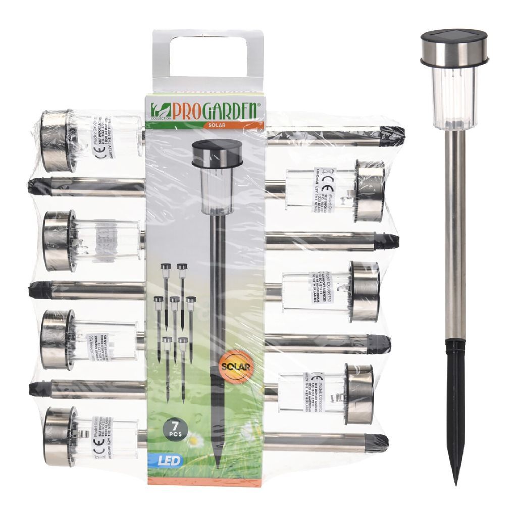 Pro Garten-Solarlampe 360 mm, Edelstahl, 7-teilig
