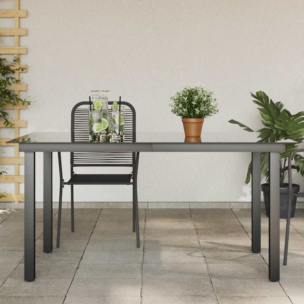 Vidaxl tuintafel 150x90x74 cm aluminium en glas zwart