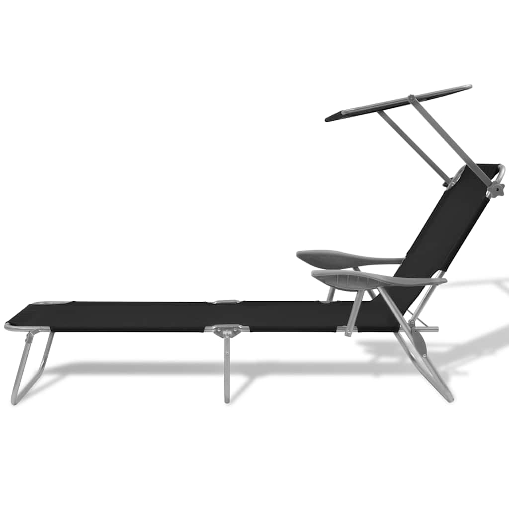 Vidaxl ligbed met luifel staal zwart
