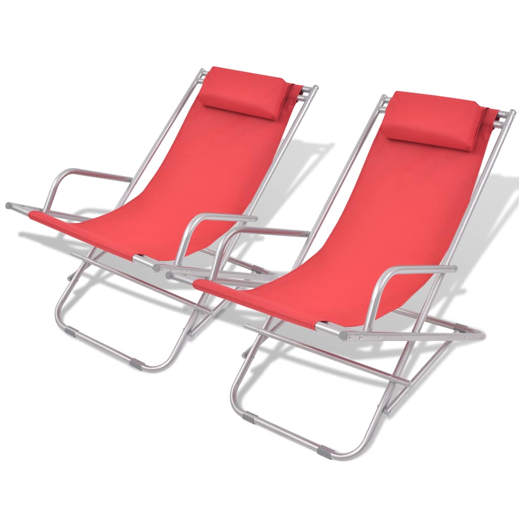 Vidaxl terrasstoelen verstelbaar 2 st staal rood