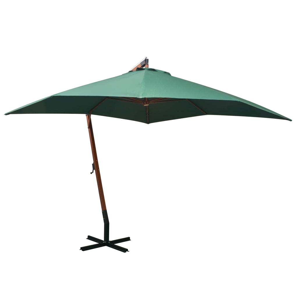 Vidaxl -schwimmendes Parasol mit Holzstange 300x300 cm Grün