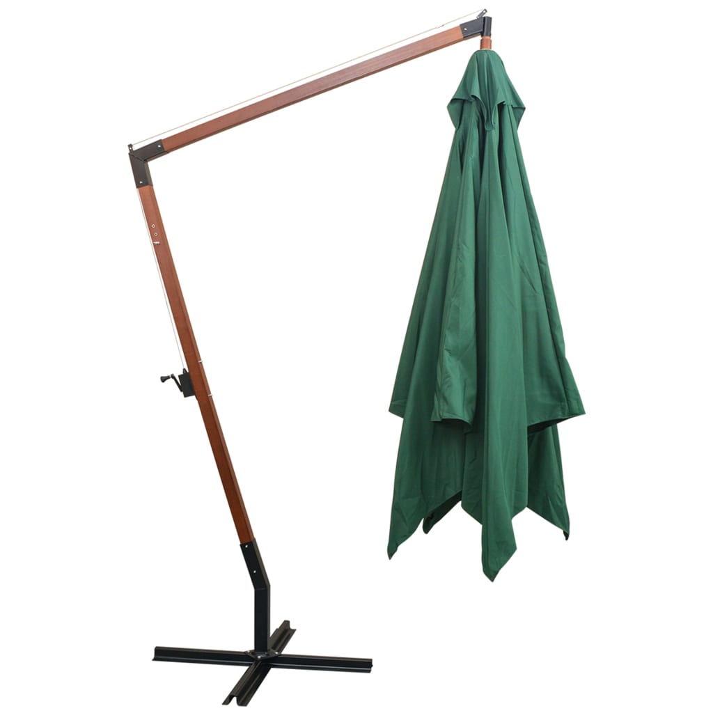 Vidaxl -schwimmendes Parasol mit Holzstange 300x300 cm Grün