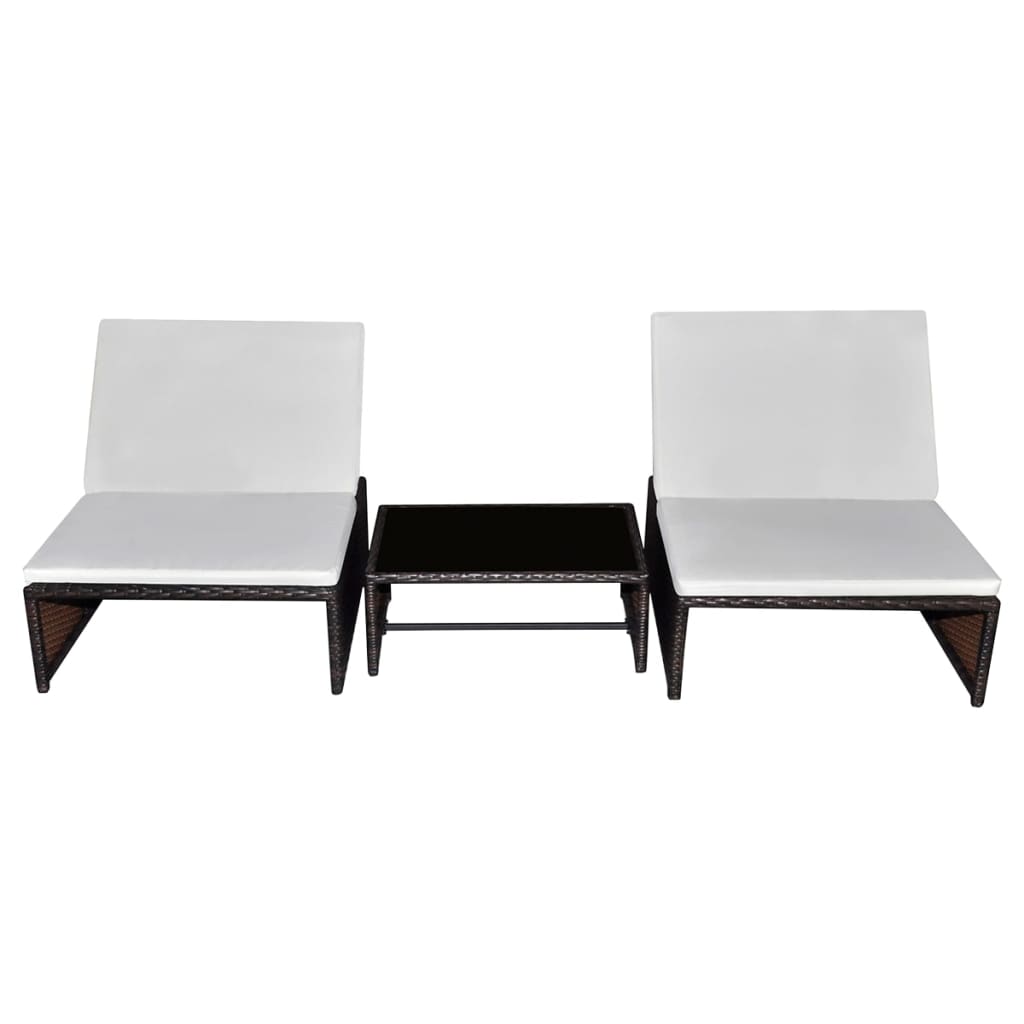 Vidaxl tuinstoelen 2 st verstelbaar met tafel poly rattan bruin