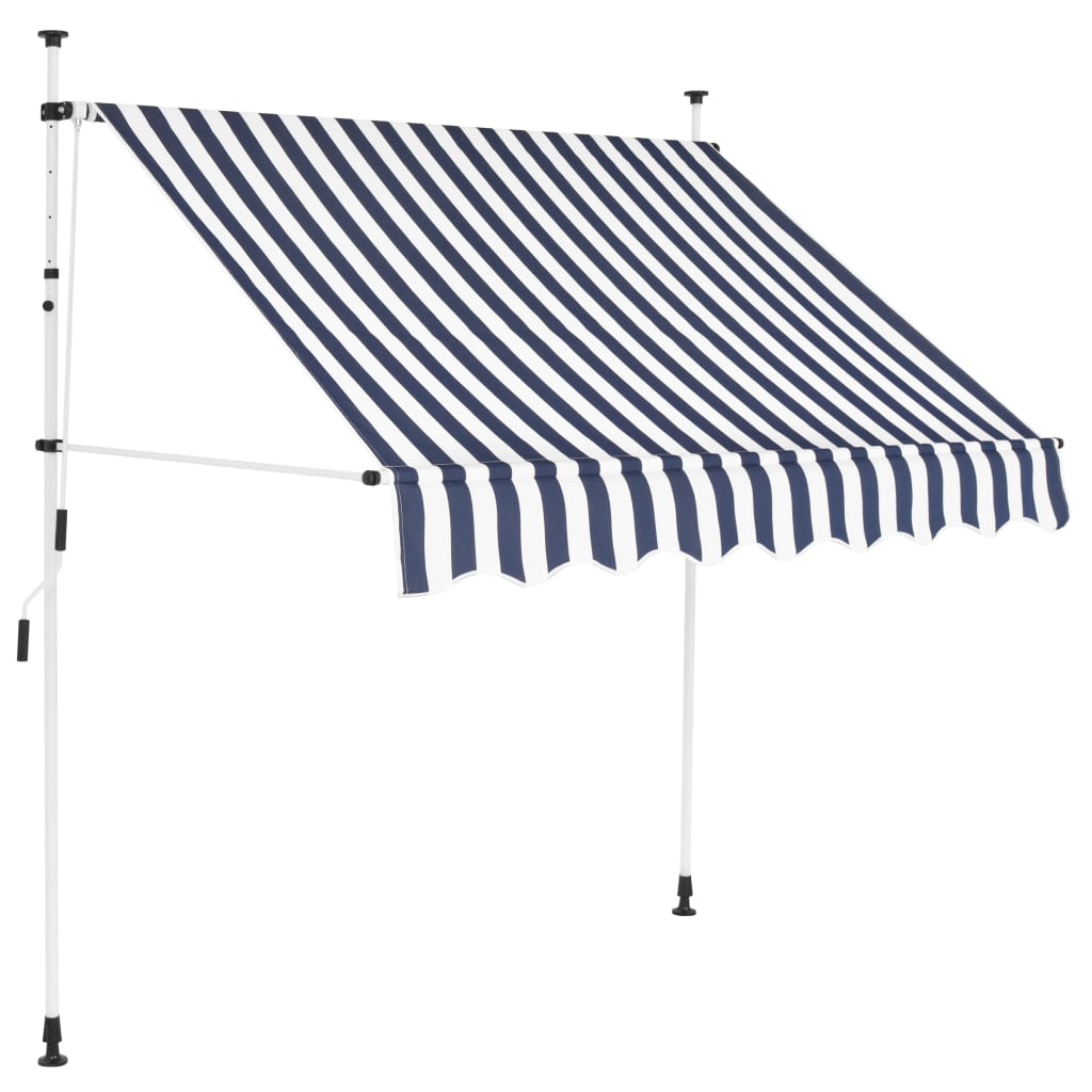 Vidaxl Luifel erstreckt sich manuell 200 cm blau und weiße Streifen