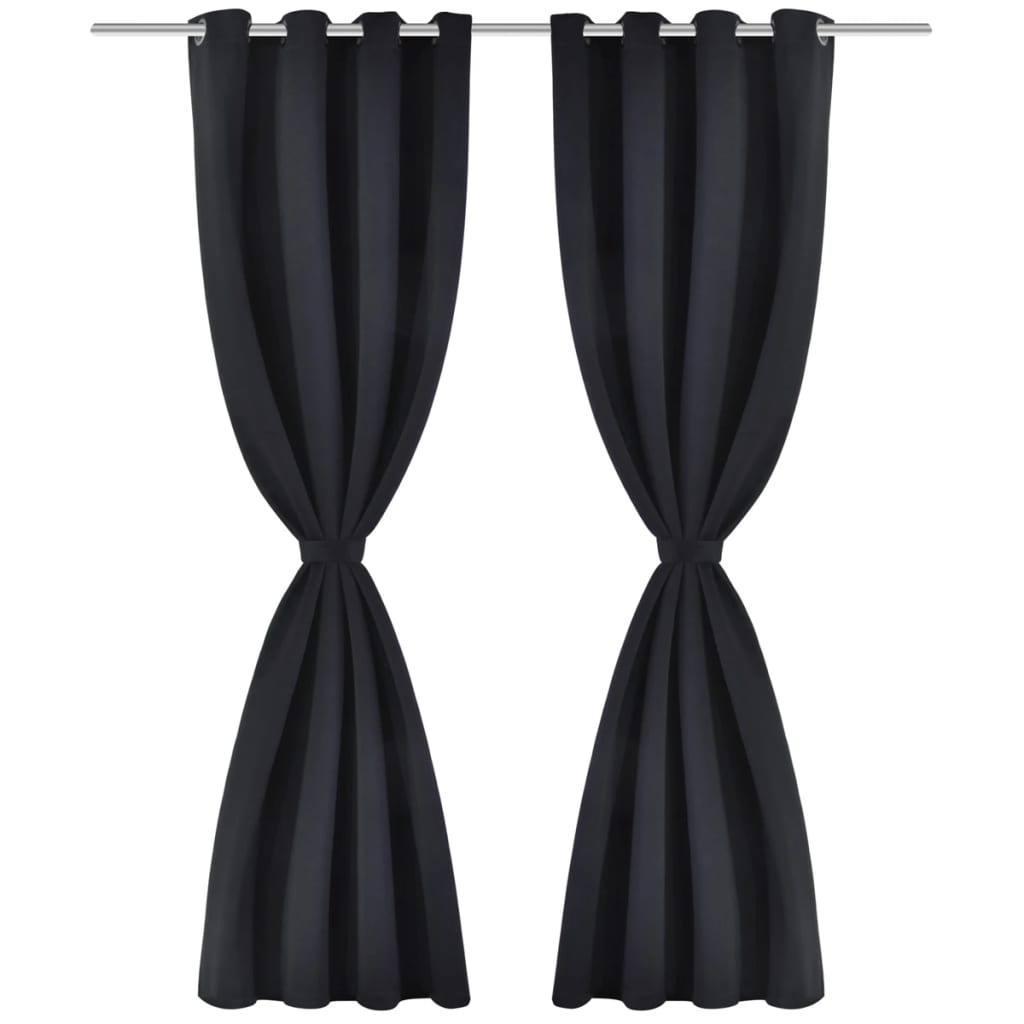 VIDAXL -Vorhänge mit Metallringen Blackout 135x175 cm schwarz 2 STs