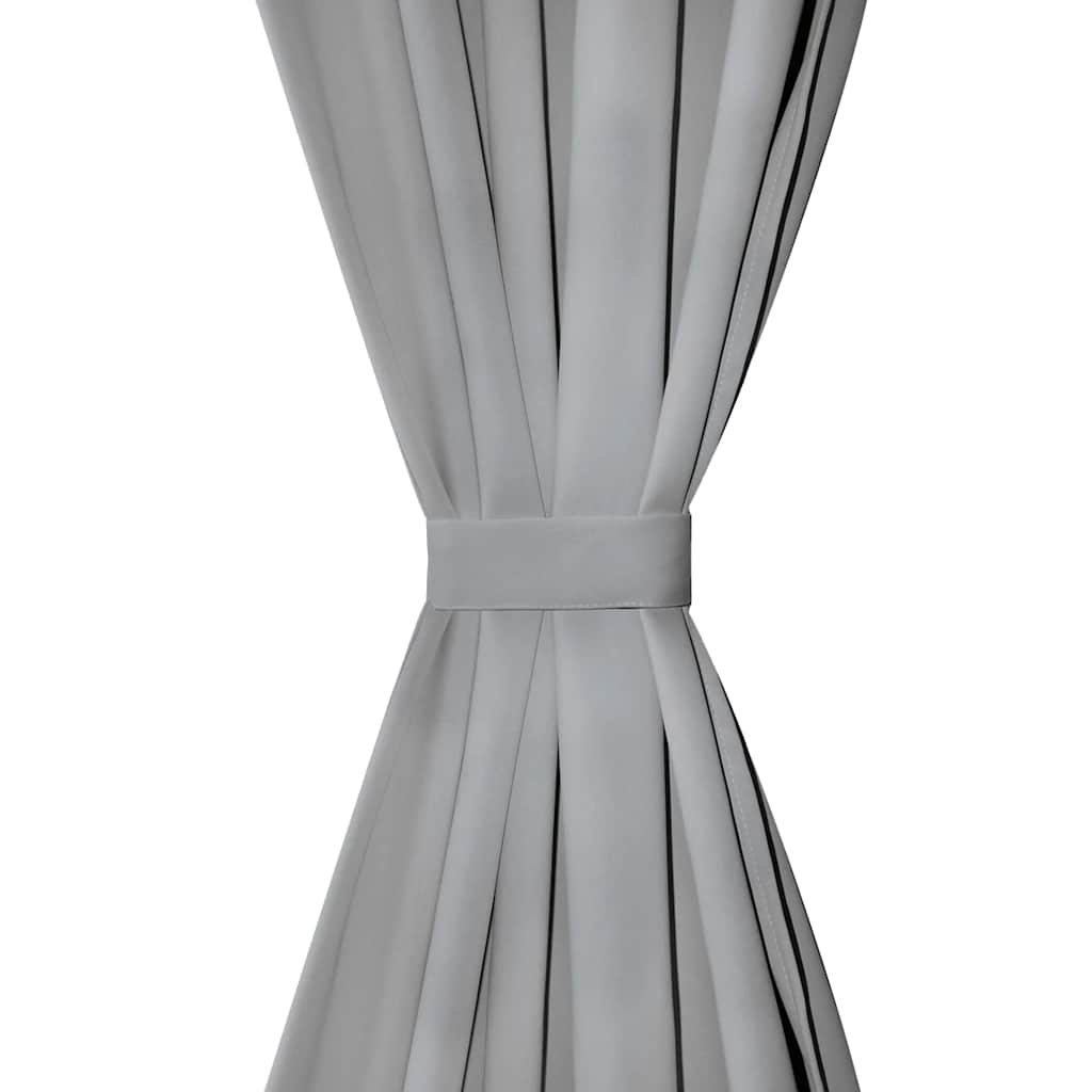 VIDAXL-Mikrosatinvorhänge mit Schleifen 140x175 cm grau 2 PCs