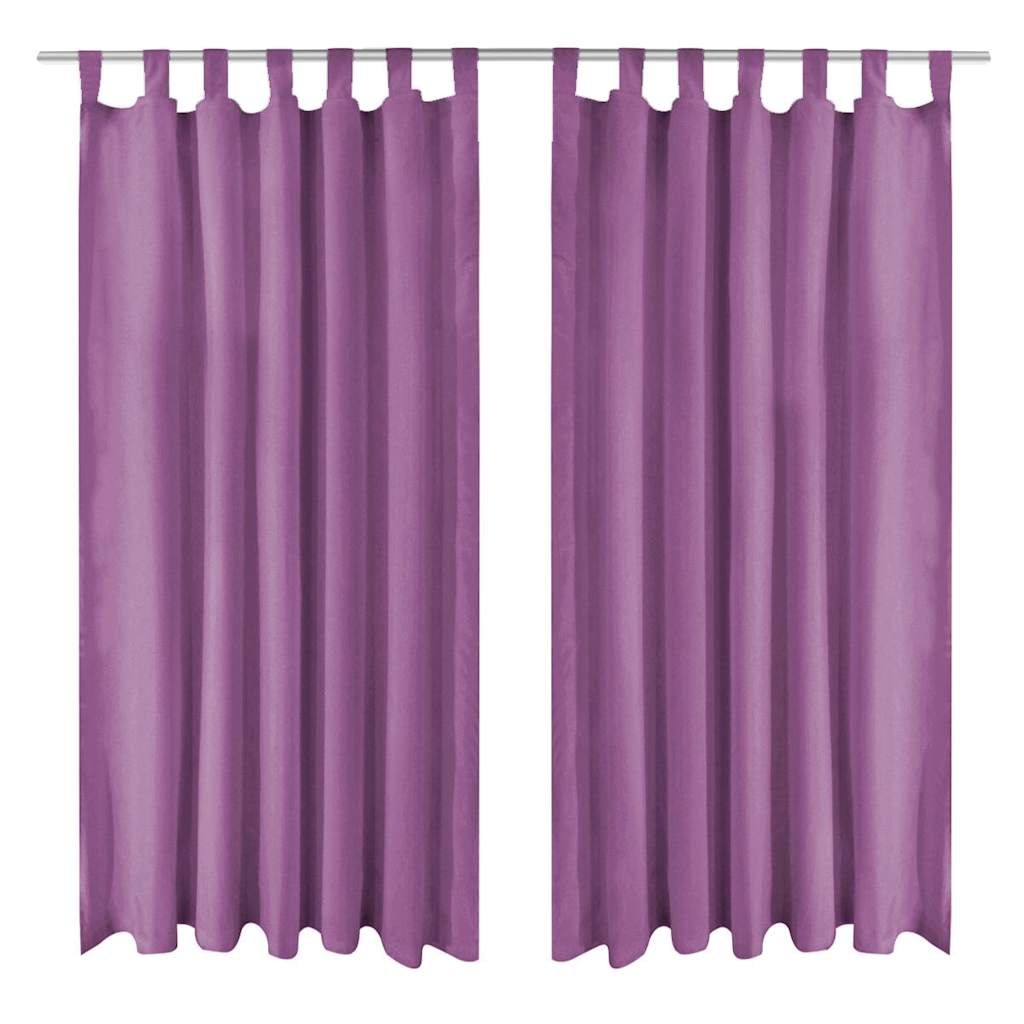 Vidaxl-Mikrosatinvorhänge mit Schleifen 140x245 cm Lila 2 STs