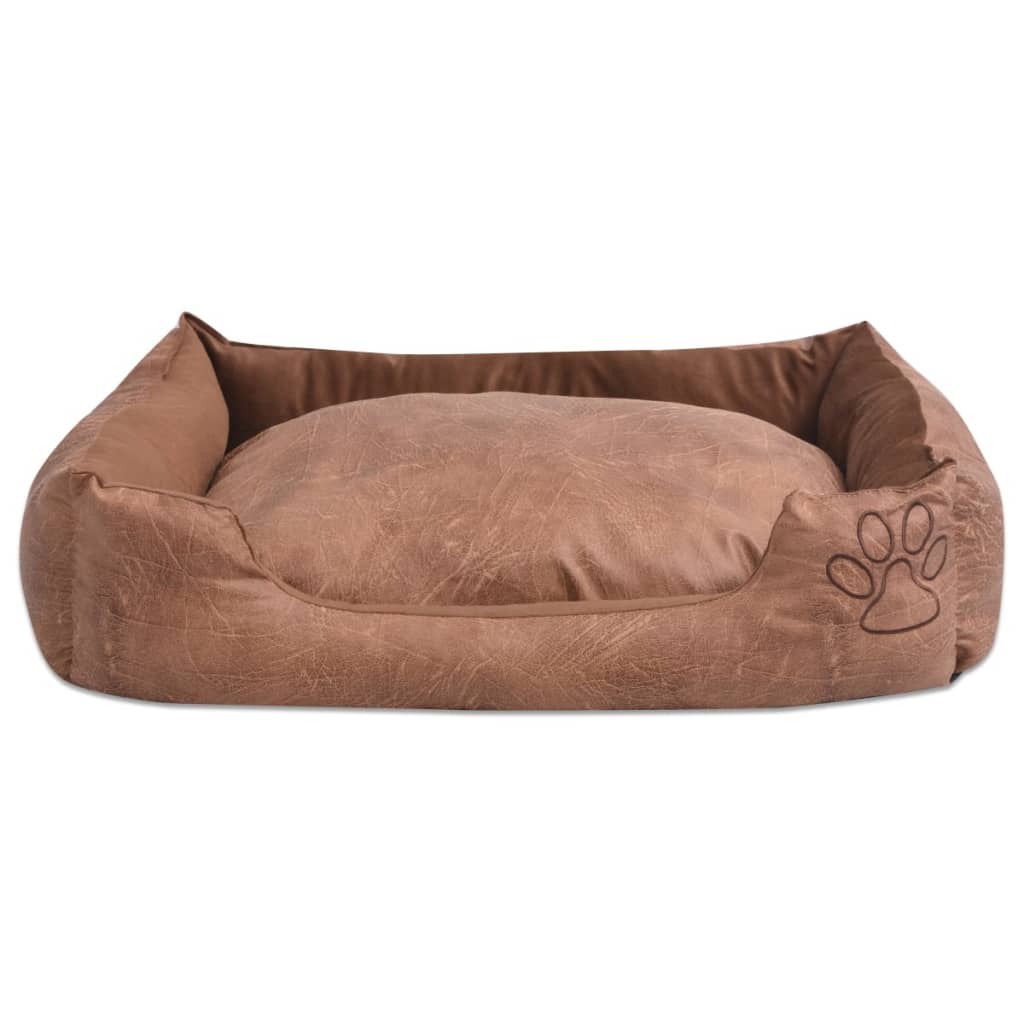 Vidaxl Hundebettkissen PU-Art Ledergröße M Beige