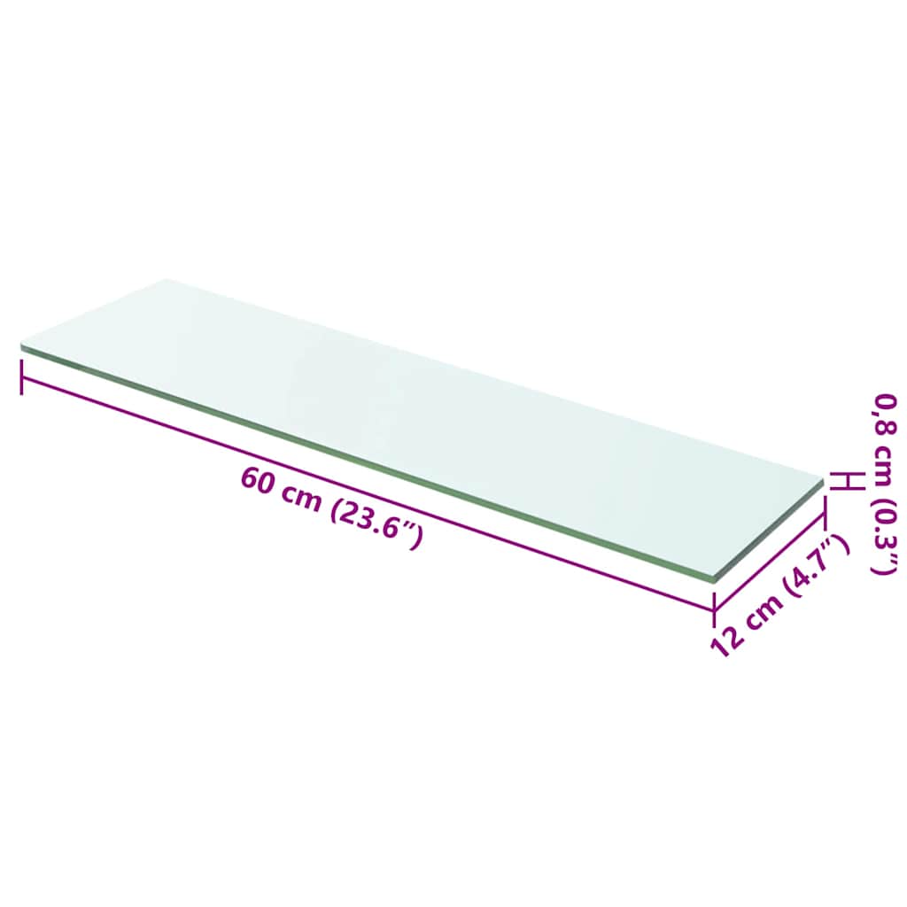 Vidaxl wandschap transparant 60x12 cm glas