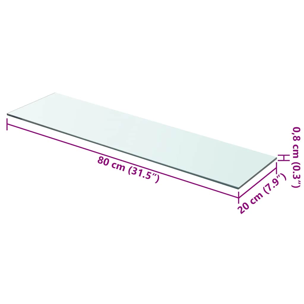 Vidaxl wandschap transparant 80x20 cm glas