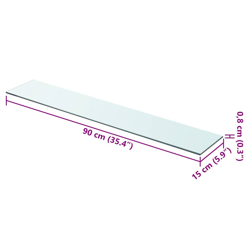 Vidaxl wandschap transparant 90x15 cm glas
