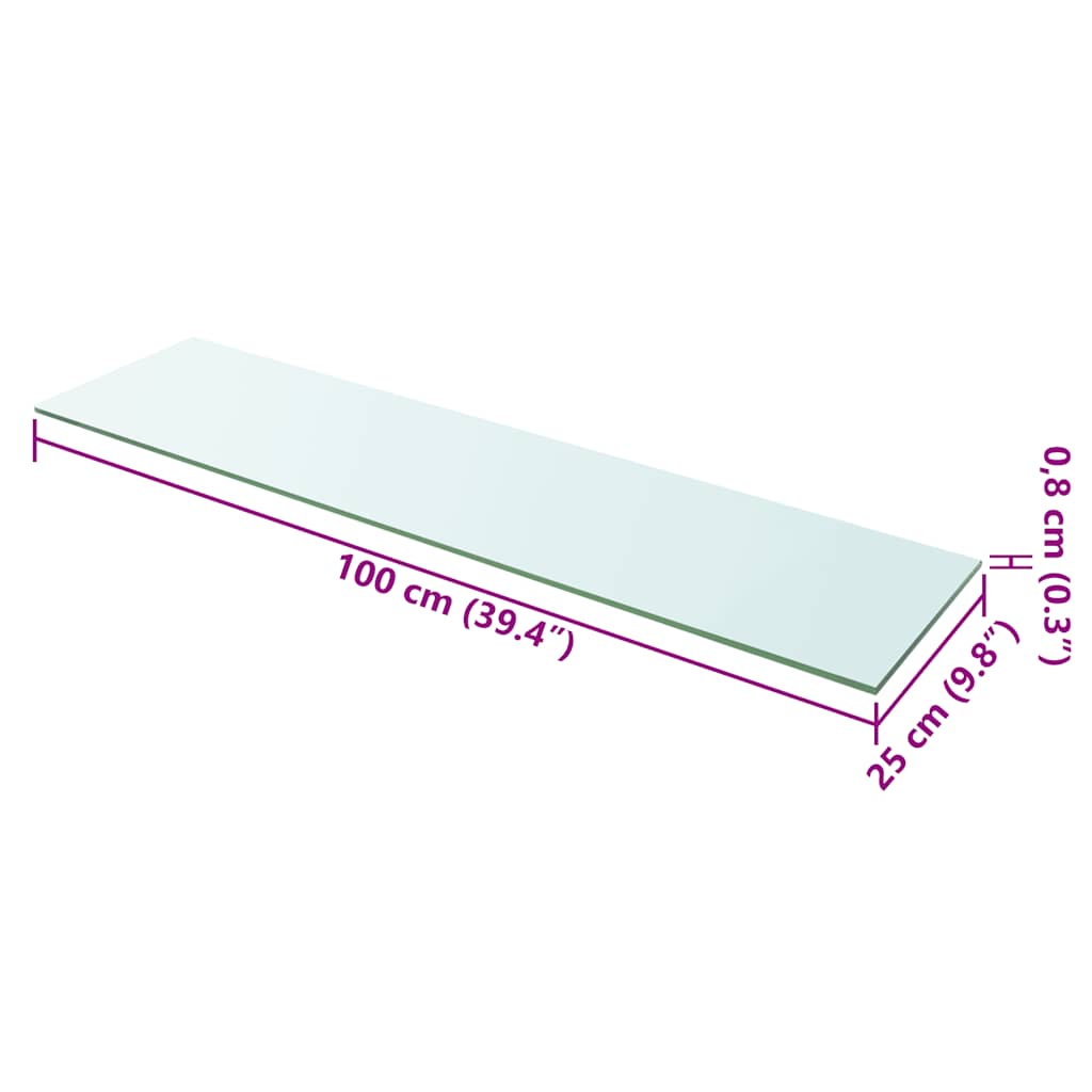 Vidaxl wandschap transparant 100x25 cm glas