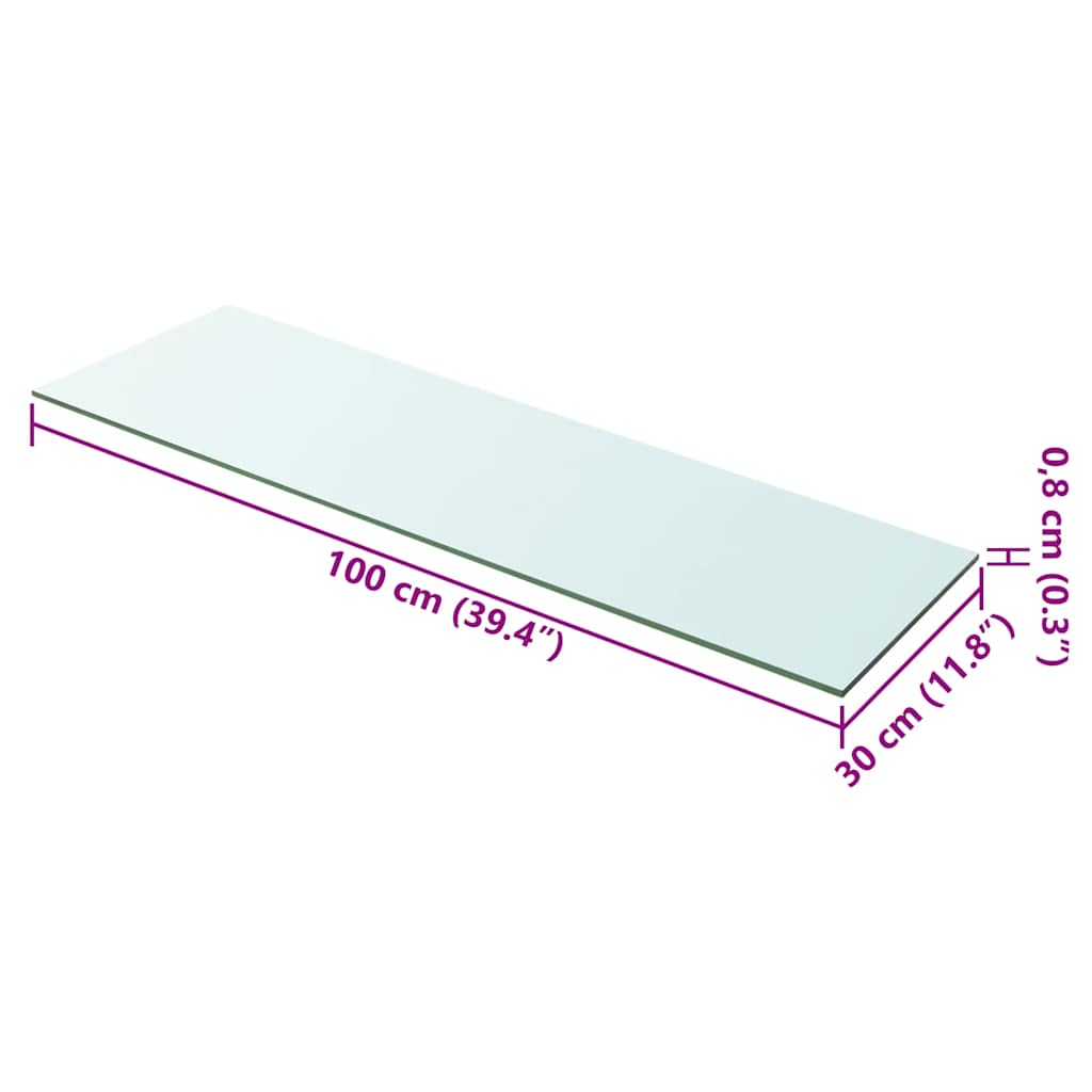Vidaxl wandschap transparant 100x30 cm glas